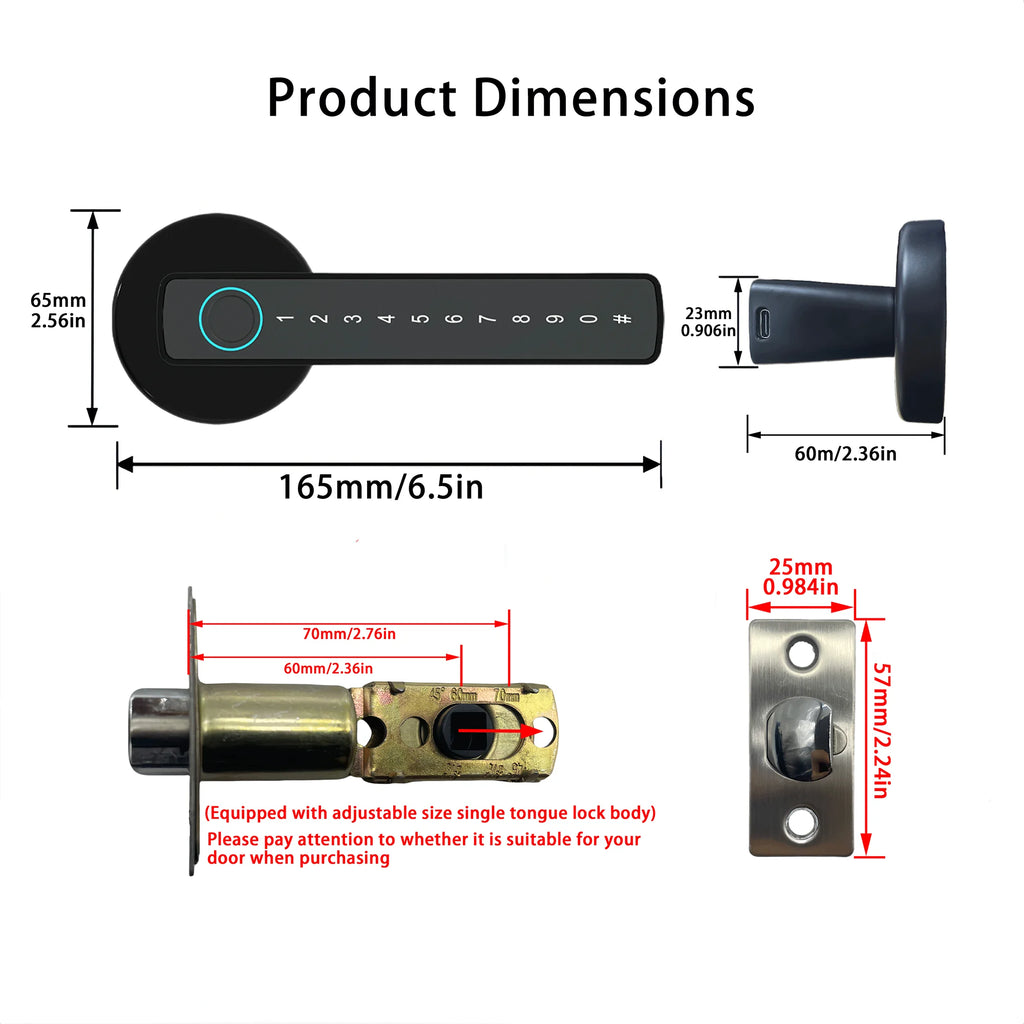 RAYKUBE M5 Tuya BLE Smart Fingerprint Door Lock Electronic Lock with Password/Key/Card/Tuya APP Unlock Free Delivery From Spain