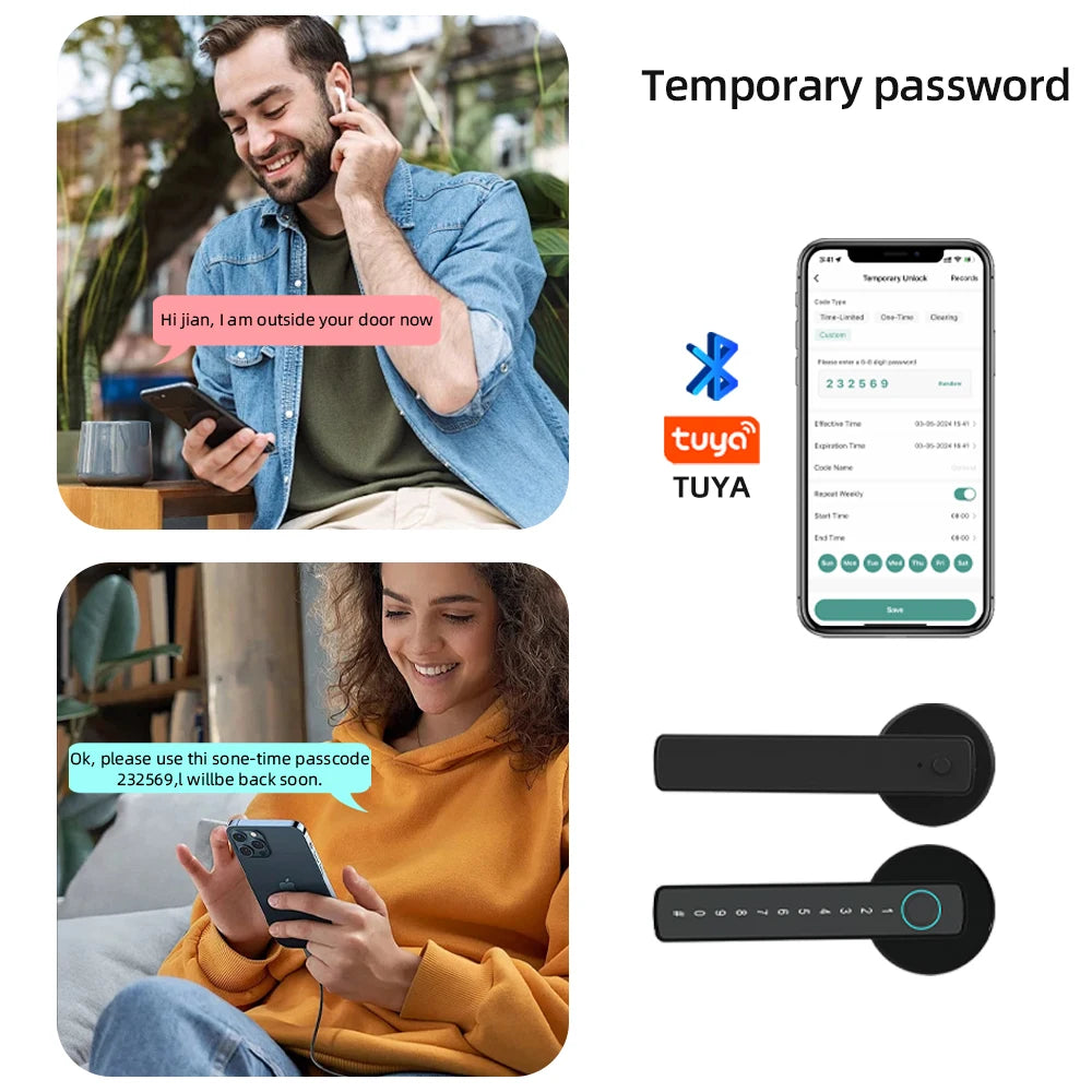 RAYKUBE M5 Tuya BLE Smart Fingerprint Door Lock Electronic Lock with Password/Key/Card/Tuya APP Unlock Free Delivery From Spain