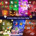 Proiector Crăciun, proiector LED Crăciun/Halloween pentru exterior, lampă de proiecție cu fulgi de zăpadă, efect de valuri de apă și 12 modele diferite