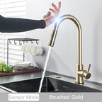 Black Pull Out Sensor Kitchen Faucet Touch Control Faucet 2 Function Mixer For Sink Tap Sprayer Single Handle Mixer Tap