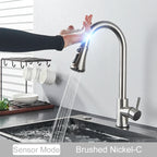 Black Pull Out Sensor Kitchen Faucet Touch Control Faucet 2 Function Mixer For Sink Tap Sprayer Single Handle Mixer Tap