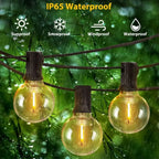 12M 30 LEDS  G40 Solar String Lights Outdoor Patio Lights Solar & USB Powered Waterproof Globe Hanging Lights with Shatterproof