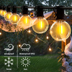 12M 30 LEDS  G40 Solar String Lights Outdoor Patio Lights Solar & USB Powered Waterproof Globe Hanging Lights with Shatterproof