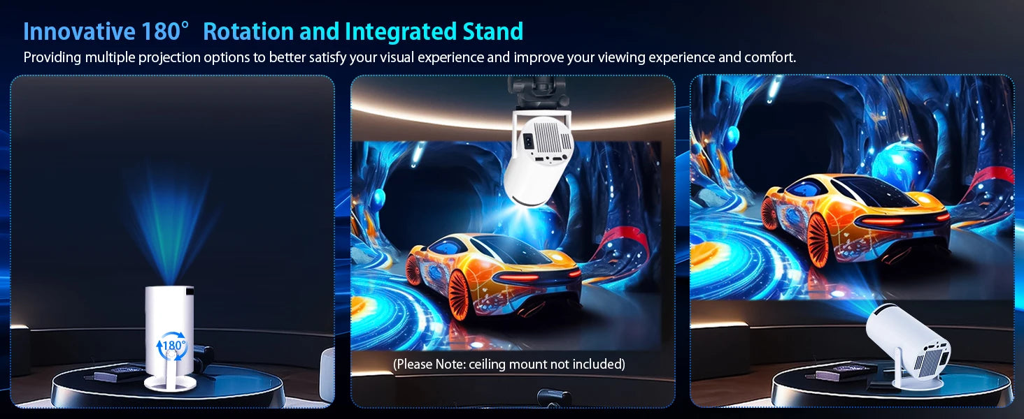 2025 Upgraded HY300PRO Mini Projector with WiFi& BT, Portable Projector 1080P/4K Support, Auto Keystone, Smart Android Proyector