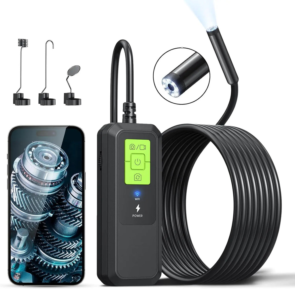 Endoscope Camera with Light 1080P Dual Lens WIFI Inspection Camera IP67 Waterproof and Semi-Rigid For IOS Android IPHONE