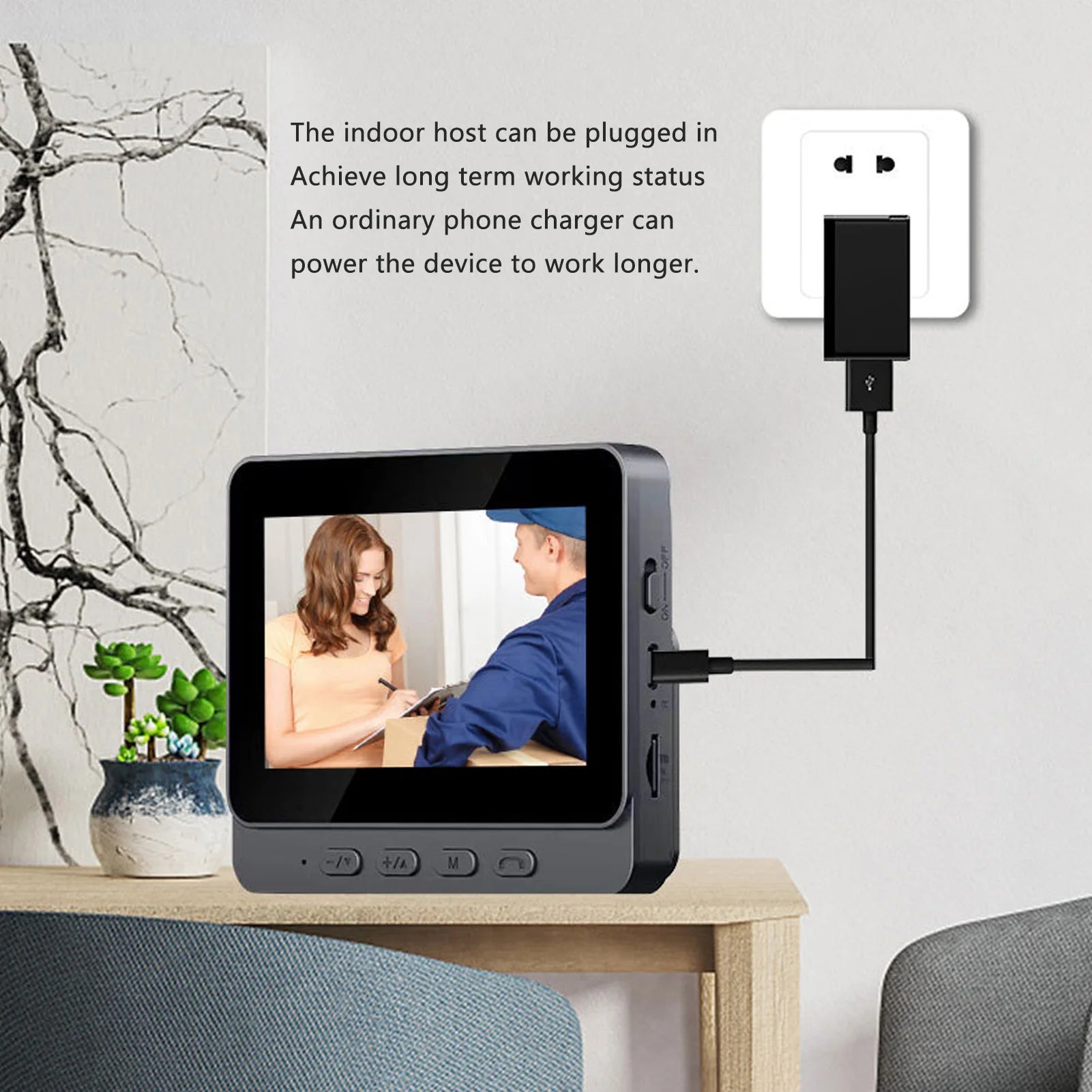 Sonerie video inteligentă WiFi 2.4G cu ecran și interfon vizual wireless – Monitorizare video HD, comunicație bidirecțională și viziune pe timp de noapte