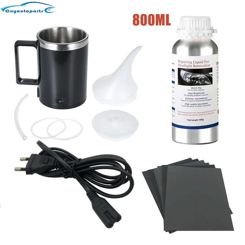 Car Headlight Polish Restoration Kit Car Headlight Repair Renovation Kit 800G Headlamp Liquid Polymer Auto Tool Set