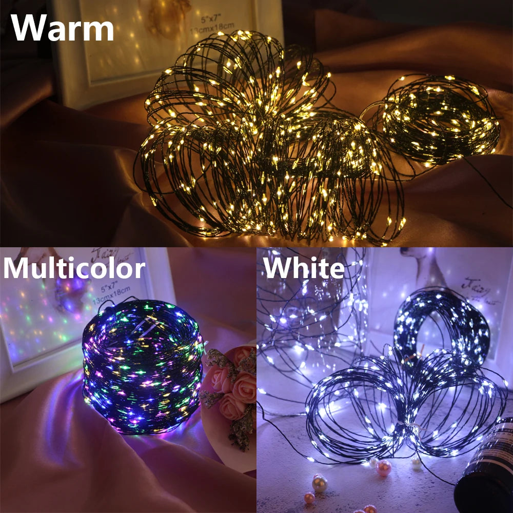 100M 200M LED String Lights Green Wire Fairy Lights Garland For Outdoor Home New Year Christmas Tree Wedding Party Decoration