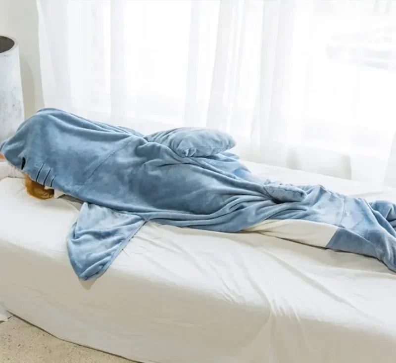 Cartoon Shark Blanket Cover Sleeping Bag Pajamas Office Nap Fabric Mermaid Winter Shawl for Children Adult Homewear Couple Pink
