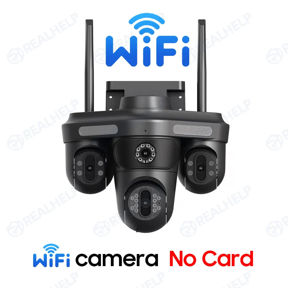 Cameră Smart WiFi/4G 15MP – 3 Lentile, Urmărire Automată, 3 Ecrane, Cameră Exterior cu Aplicație V380
