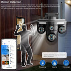 Cameră Inteligentă WiFi Exterior 35MP – 7 Lentile, 4 ecrane, Zoom 10X, Audio 2-Way, Auto Tracking