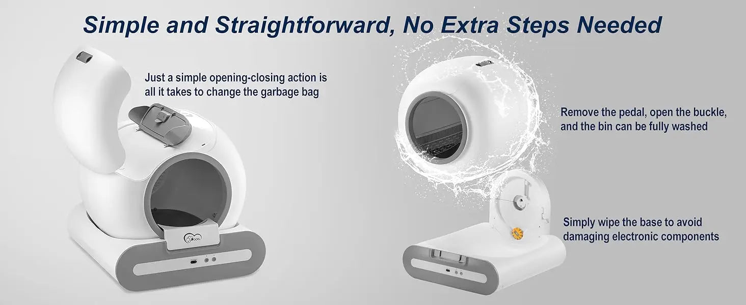 Toaletă automată pentru pisici DOEL, cu auto-curățare și control prin aplicație – Smart Cat Litter Box cu covoraș pentru nisip, potrivită pentru mai multe pisici de talie mare