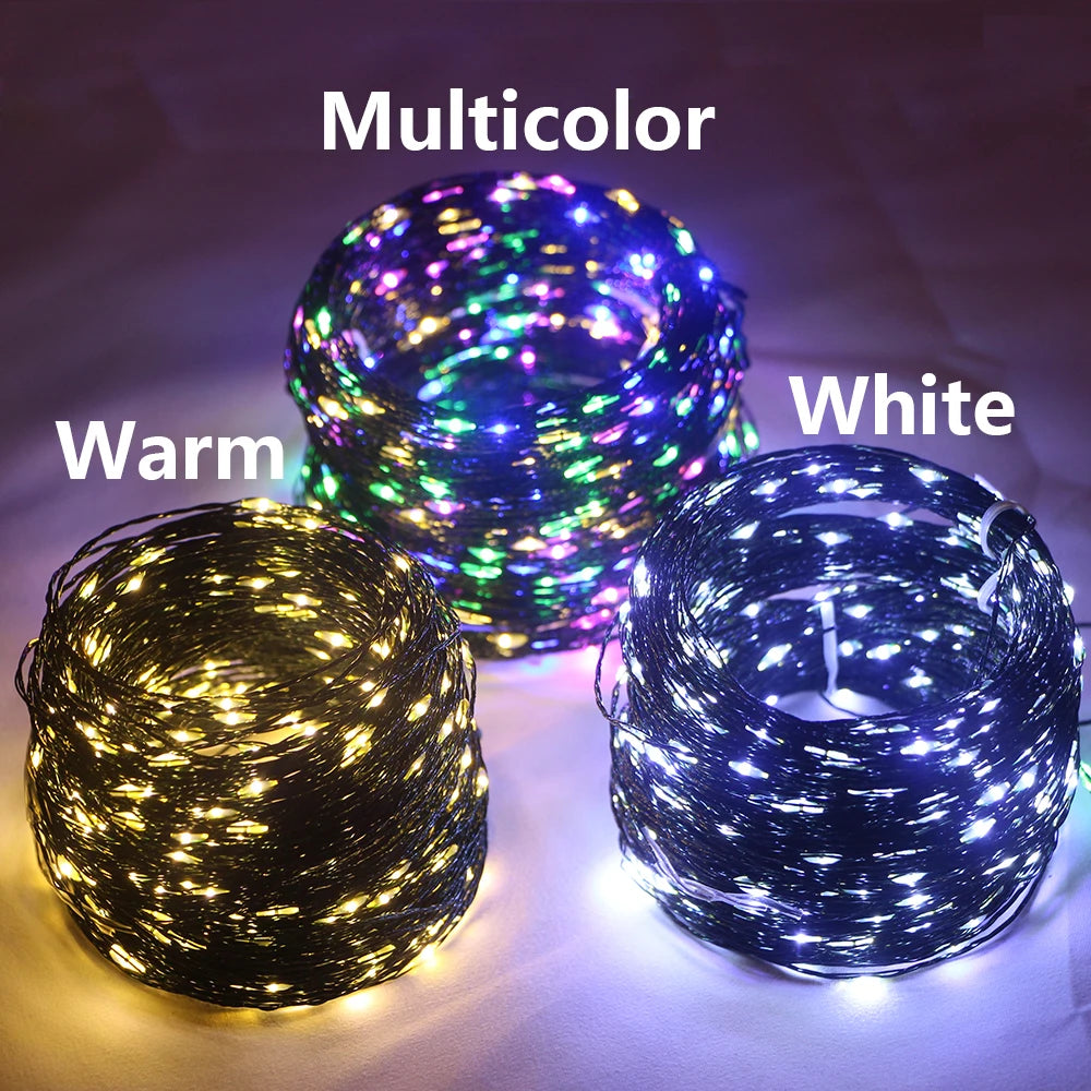 100M 200M LED String Lights Green Wire Fairy Lights Garland For Outdoor Home New Year Christmas Tree Wedding Party Decoration