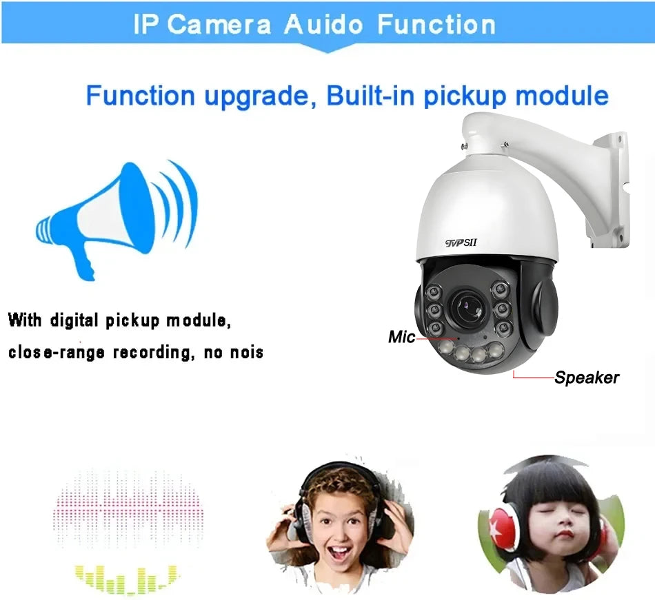 Cameră IP Smart PTZ Speed Dome 8MP 4K cu Zoom Optic 54X, Laser Infraroșu, Urmărire Automată, Rotire 360°, Audio, Compatibilă ONVIF, H.265+, Alimentare PO