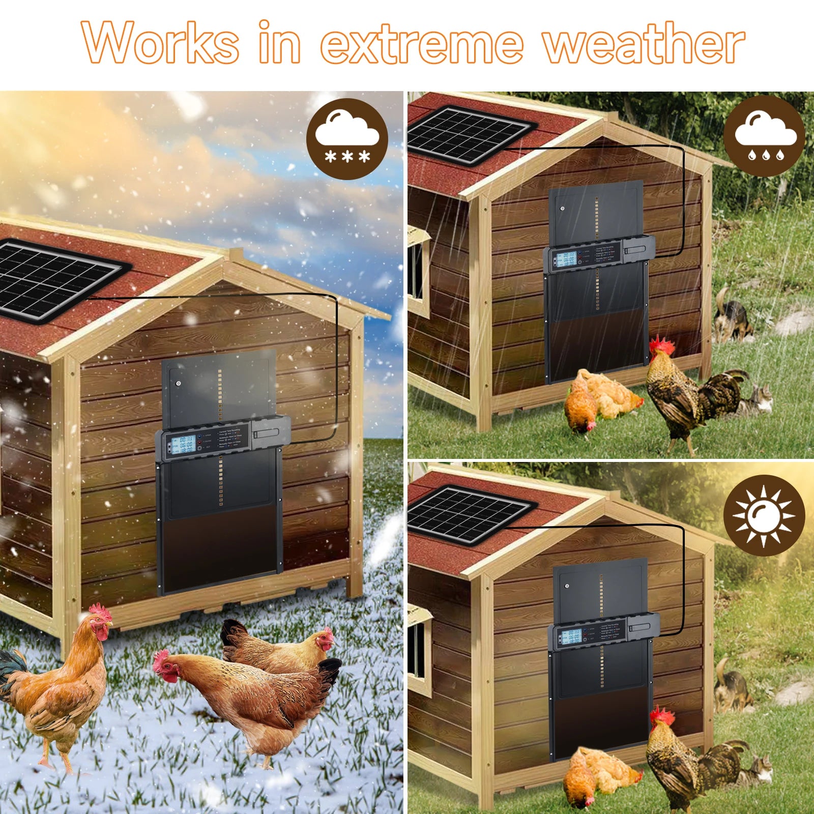 Ușă automată pentru coteț de găini, alimentată solar și prin USB – 4 moduri de funcționare, cu temporizator și senzor de lumină