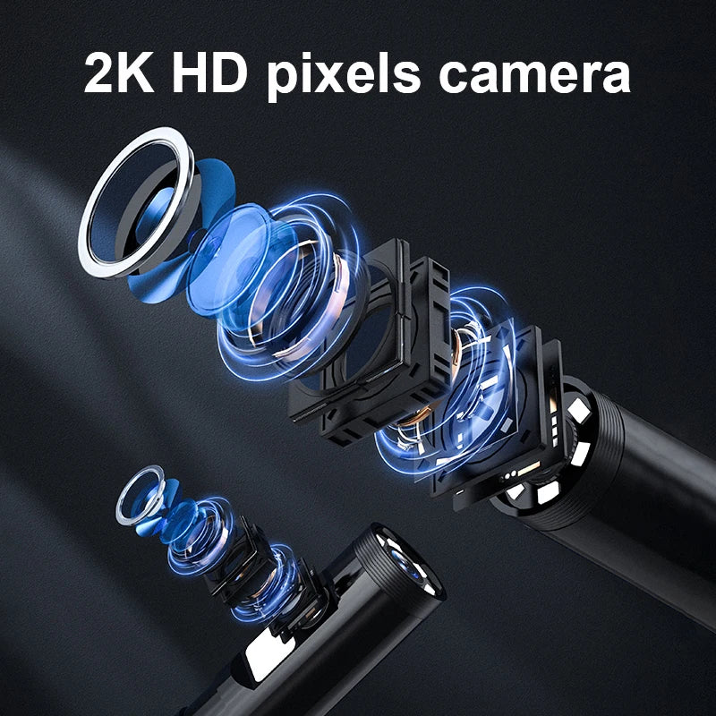 Endoscope Camera with Light 1080P Dual Lens WIFI Inspection Camera IP67 Waterproof and Semi-Rigid For IOS Android IPHONE