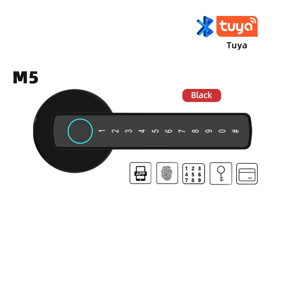 RAYKUBE M5 Tuya BLE Smart Fingerprint Door Lock Electronic Lock with Password/Key/Card/Tuya APP Unlock Free Delivery From Spain