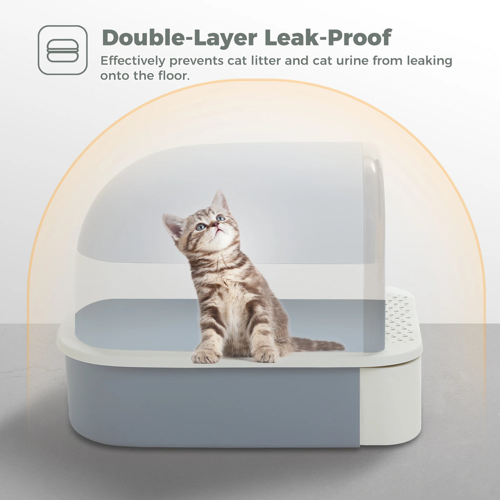 Toaletă portabilă pliabilă pentru pisici – Cu sertar, capac și lopățică, anti-miros, curățare rapidă, ideală pentru interior