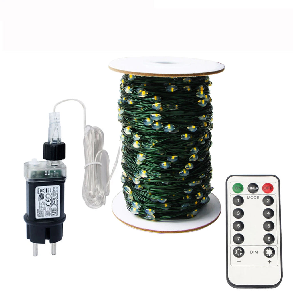 100M 200M LED String Lights Green Wire Fairy Lights Garland For Outdoor Home New Year Christmas Tree Wedding Party Decoration