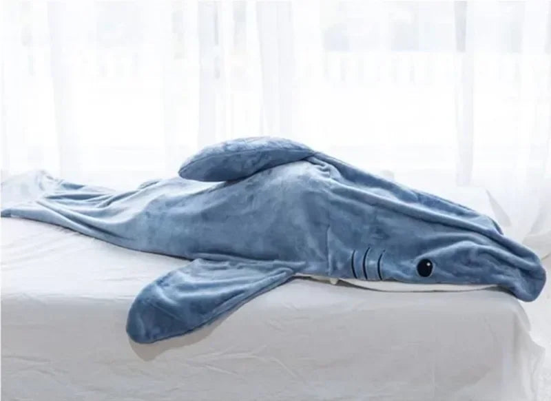 Cartoon Shark Blanket Cover Sleeping Bag Pajamas Office Nap Fabric Mermaid Winter Shawl for Children Adult Homewear Couple Pink