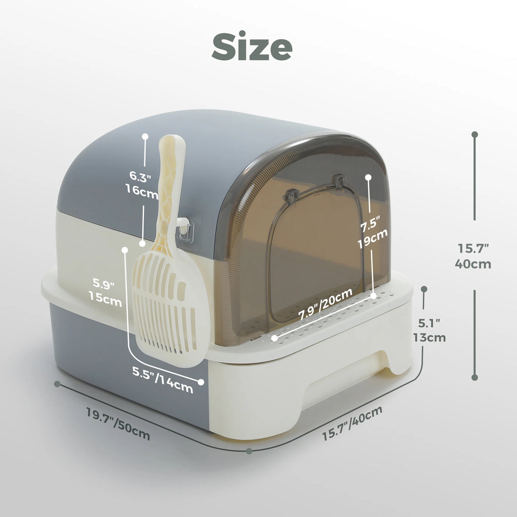 Toaletă portabilă pliabilă pentru pisici – Cu sertar, capac și lopățică, anti-miros, curățare rapidă, ideală pentru interior