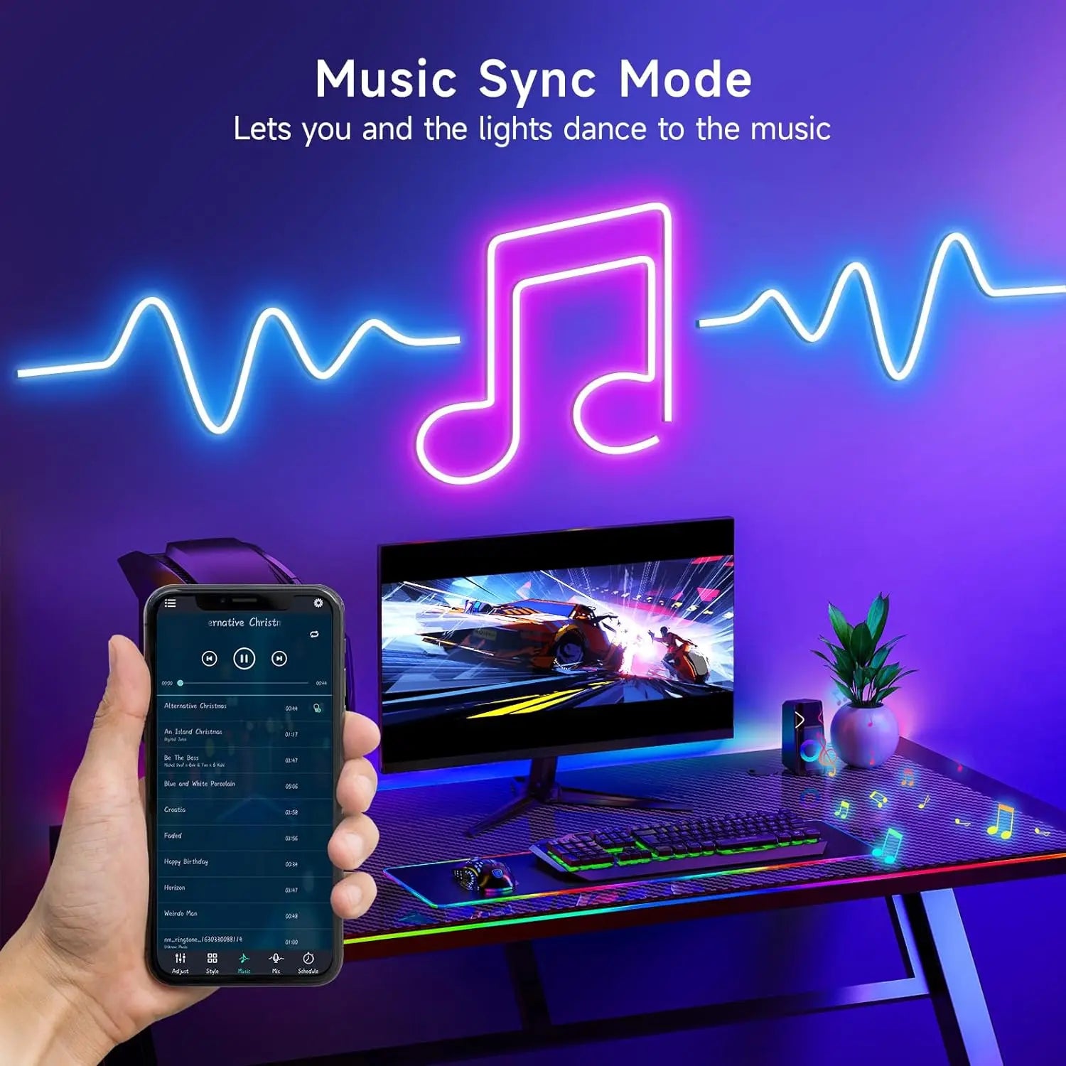 30M/20M Flexible LED Neon Rope Lights Control with App/Remote, IP65 Outdoor RGB String Lamp, Music Sync for Rooms, Pool, Garden