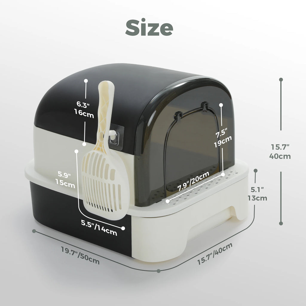 Toaletă portabilă pliabilă pentru pisici – Cu sertar, capac și lopățică, anti-miros, curățare rapidă, ideală pentru interior