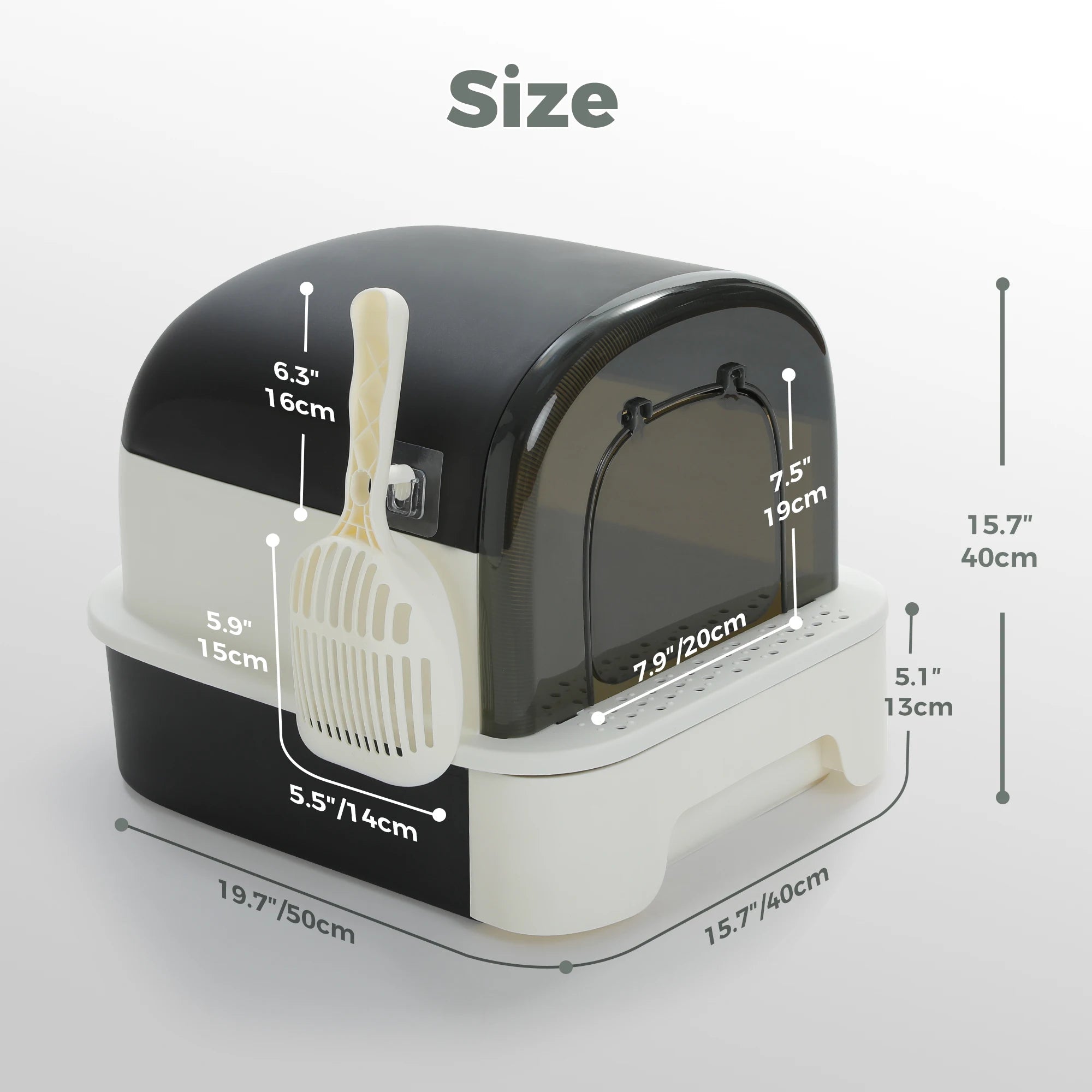 Toaletă portabilă pliabilă pentru pisici – Cu sertar, capac și lopățică, anti-miros, curățare rapidă, ideală pentru interior