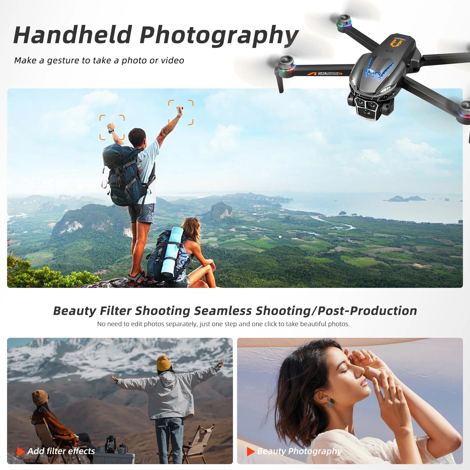 Podofo New Drone 4k Dual Camera  Mini Helicopter Quadcopter Toy Obstacle Avoidance Foldable RC Drone Headless Mode Mini Drones