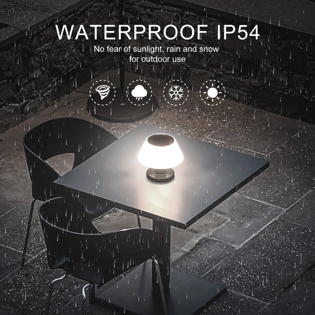 LED Solar table Light Outdoor Dimmable Solar Charge USB 2 in 1 Solar table lamp Outdoor & Indoor for table Warm White