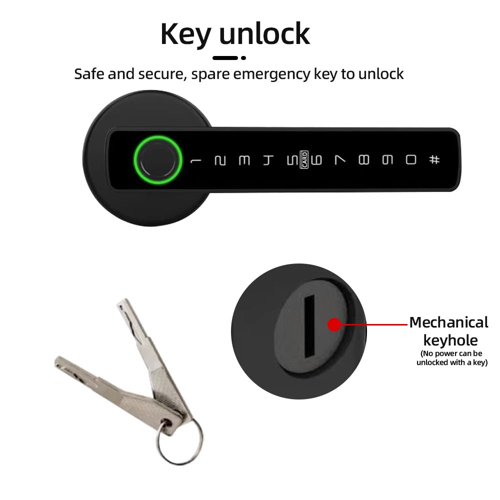 RAYKUBE M5 Tuya BLE Smart Fingerprint Door Lock Electronic Lock with Password/Key/Card/Tuya APP Unlock Free Delivery From Spain