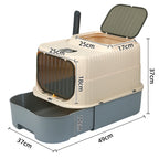 Toaletă pentru Pisici cu Sterilizare UV – Cutie Mare cu Capac, Sertar și Lopățică, Control Eficient al Mirosurilor