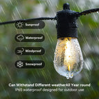 15M Solar Light String S14 Outdoor LED Garland Light E12 Shatterproof Garden Patio Wedding Backyard Decoration IP65 Plastics