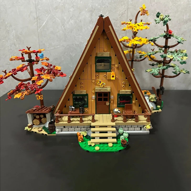 2082 bucăți Jucărie de construcție tip Cabină în pădure în formă de A, decor urban de exterior – potrivită pentru adulți și copii, ideală ca cadou de zi de naștere, compatibilă cu setul 21338.