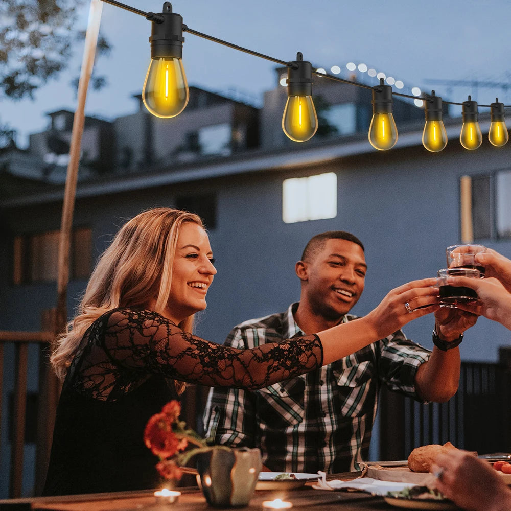 15M Solar Light String S14 Outdoor LED Garland Light E12 Shatterproof Garden Patio Wedding Backyard Decoration IP65 Plastics