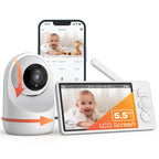 2K Wi-Fi Baby Monitor,3MP Baby Surveillance Security Camera with 5.5'' LCD Screen,Motion Detection/Crying, PTZ Control, APP