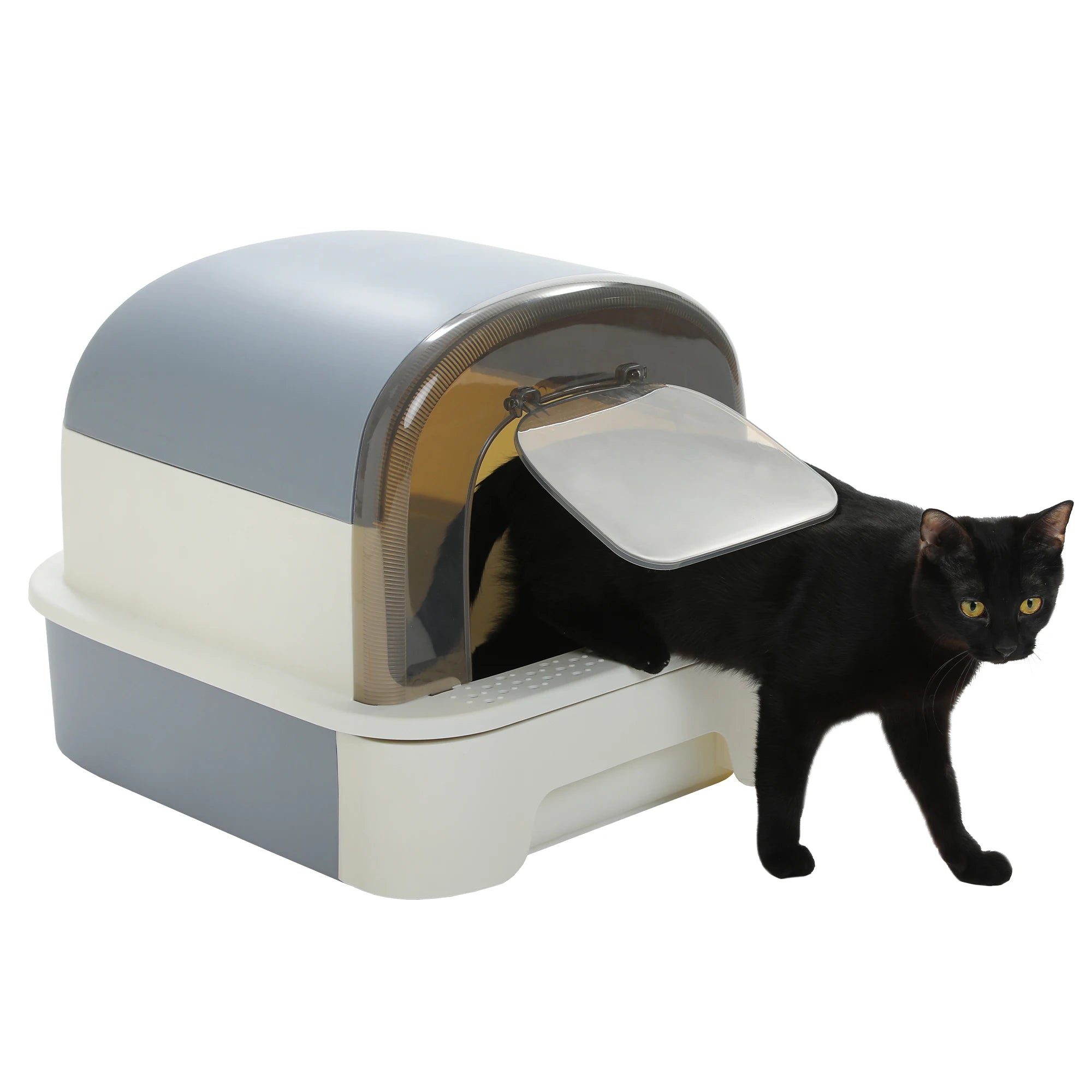 Toaletă portabilă pliabilă pentru pisici – Cu sertar, capac și lopățică, anti-miros, curățare rapidă, ideală pentru interior