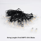 15M 20M 30M LED Garland Light String ST38 LED Lamp Bulb Outdoor IP44 Waterproof Wedding Lights Christmas Party Garden Decor Lamp