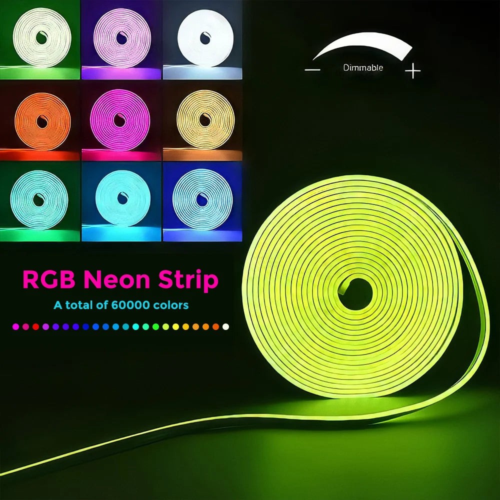 30M/20M Flexible LED Neon Rope Lights Control with App/Remote, IP65 Outdoor RGB String Lamp, Music Sync for Rooms, Pool, Garden