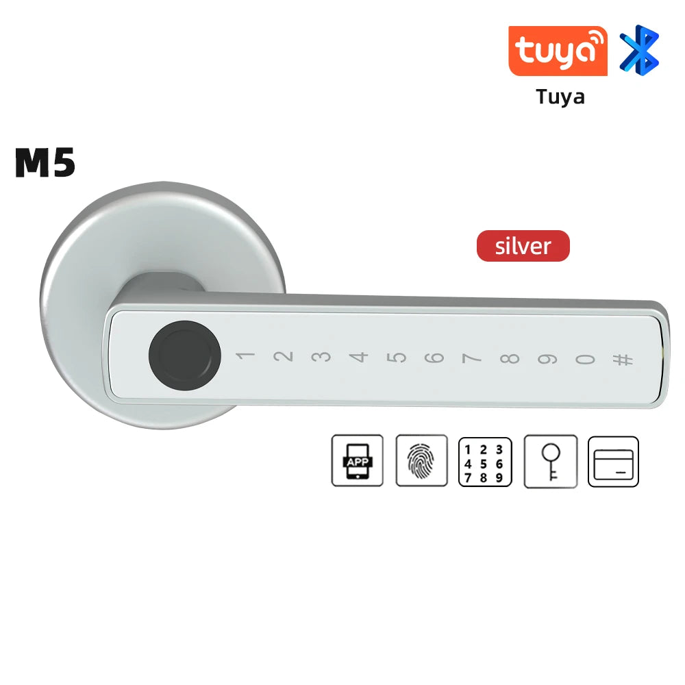 RAYKUBE M5 Tuya BLE Smart Fingerprint Door Lock Electronic Lock with Password/Key/Card/Tuya APP Unlock Free Delivery From Spain