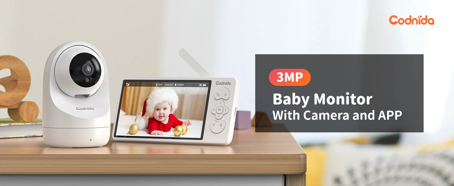 2K Wi-Fi Baby Monitor,3MP Baby Surveillance Security Camera with 5.5'' LCD Screen,Motion Detection/Crying, PTZ Control, APP