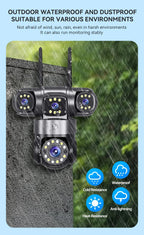 4 Lens 4 Screen 20MP WiFi  Security Camera  Color Night Vision Auto Tracking 360° PTZ IP66 Waterproof Two-Way Audio  HiEasy APP