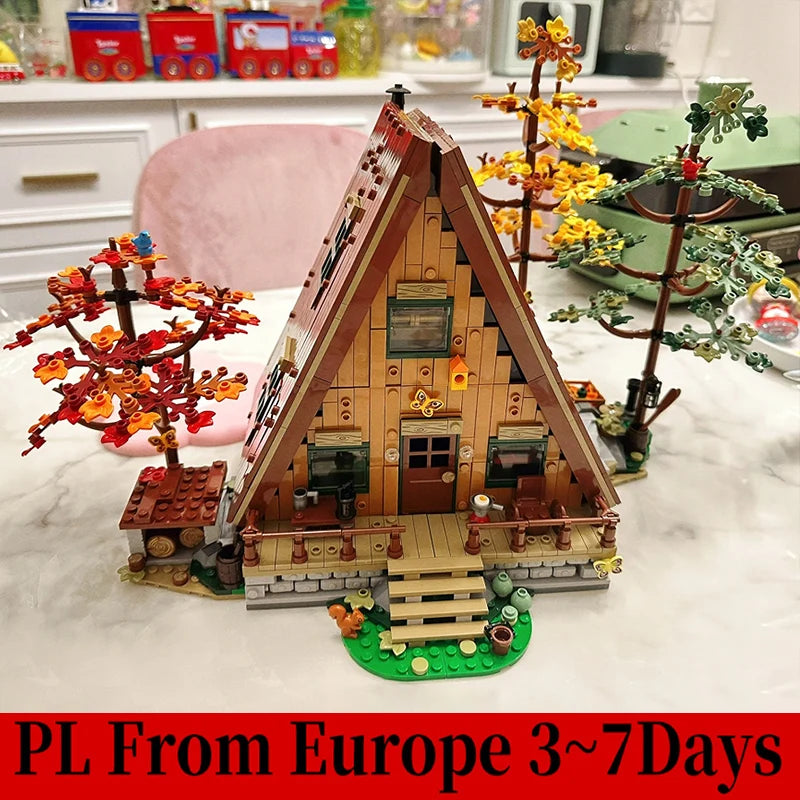 2082 bucăți Jucărie de construcție tip Cabină în pădure în formă de A, decor urban de exterior – potrivită pentru adulți și copii, ideală ca cadou de zi de naștere, compatibilă cu setul 21338.