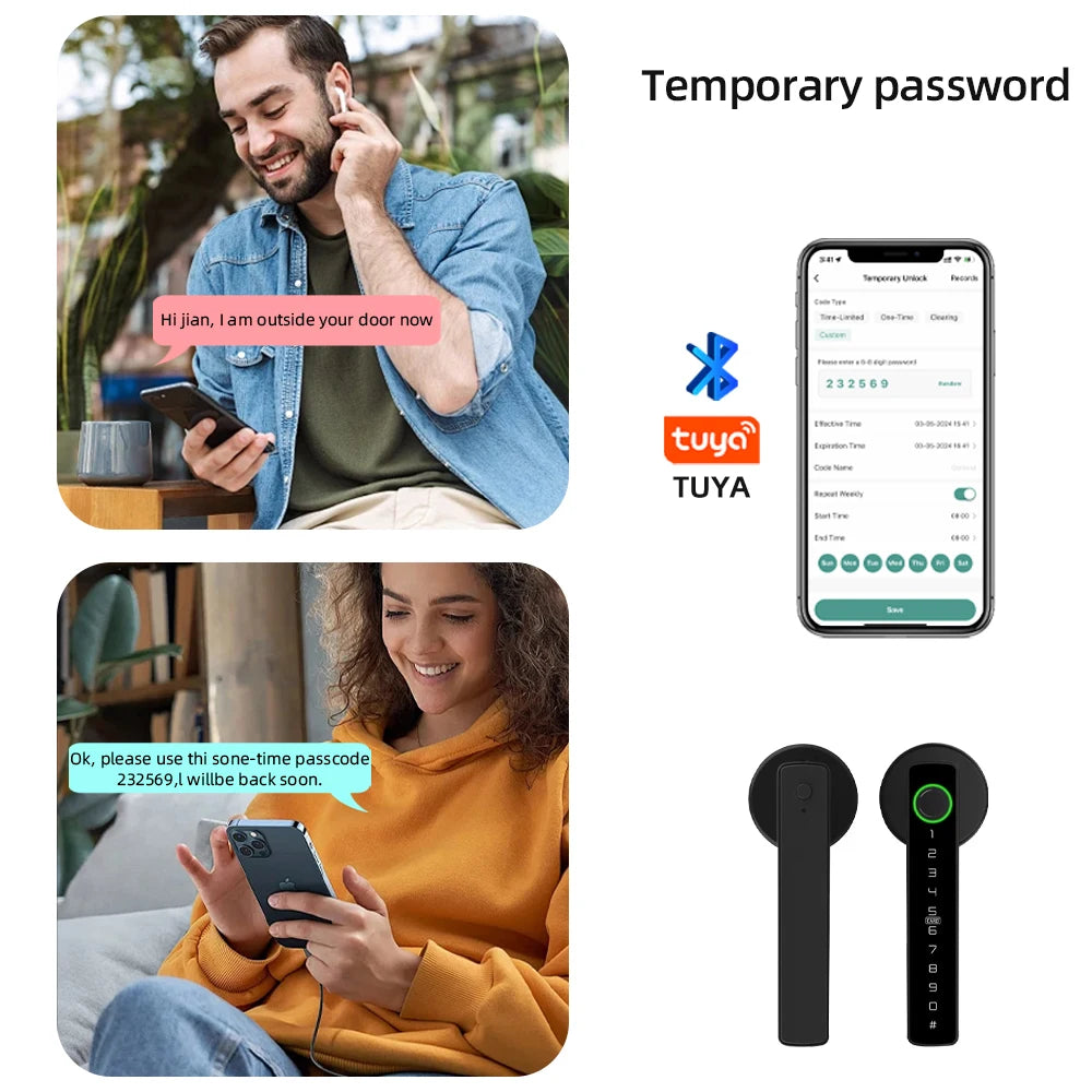 RAYKUBE M5 Tuya BLE Smart Fingerprint Door Lock Electronic Lock with Password/Key/Card/Tuya APP Unlock Free Delivery From Spain