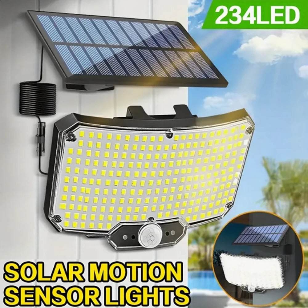 Solar Floodlight Outdoor Motion Sensor Solar Power Spotlights IP65 waterproof 234LED Safety Lighting Lamp for Yard Garage Garden