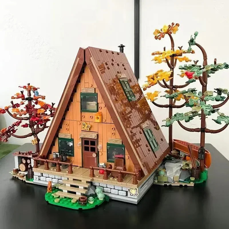 2082 bucăți Jucărie de construcție tip Cabină în pădure în formă de A, decor urban de exterior – potrivită pentru adulți și copii, ideală ca cadou de zi de naștere, compatibilă cu setul 21338.