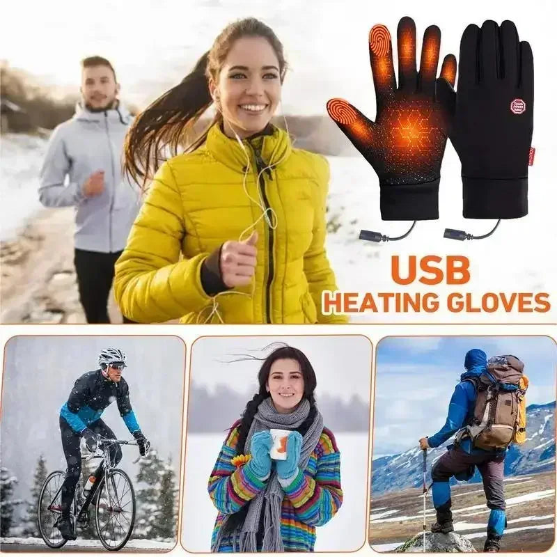 Winter Warm Rechargeable Electric Liner Heated Gloves Outdoor Riding Skiing Motorcycling Gloves Cycling Accessories Hand Warmer
