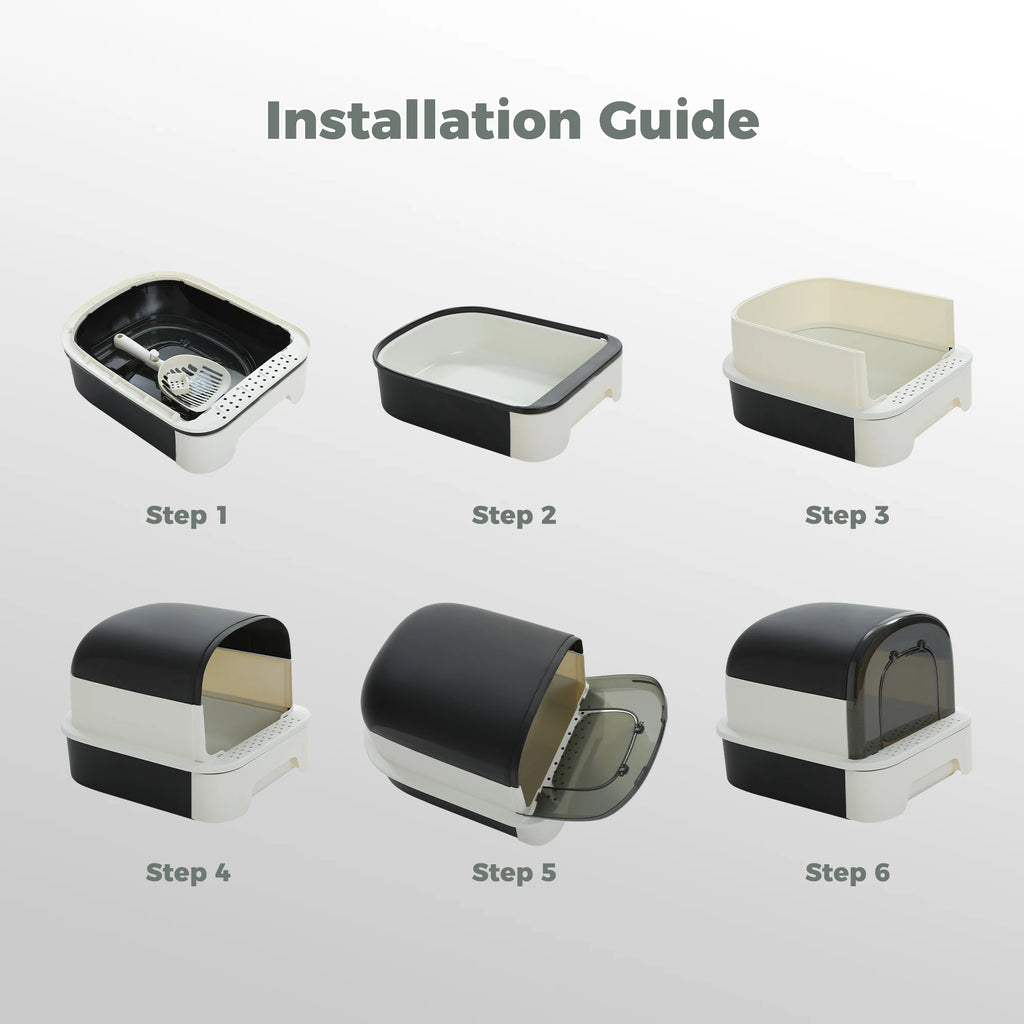 Toaletă portabilă pliabilă pentru pisici – Cu sertar, capac și lopățică, anti-miros, curățare rapidă, ideală pentru interior