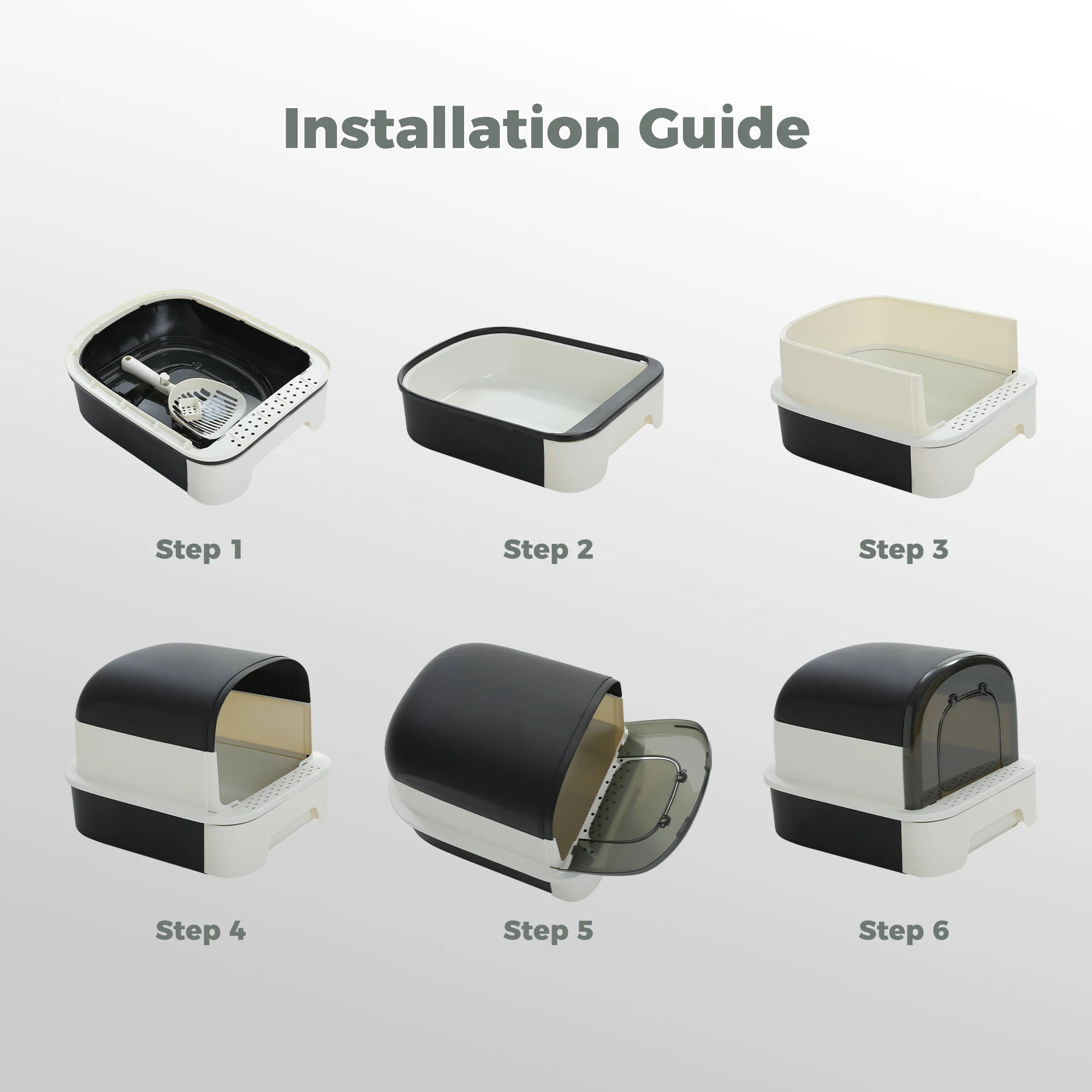 Toaletă portabilă pliabilă pentru pisici – Cu sertar, capac și lopățică, anti-miros, curățare rapidă, ideală pentru interior