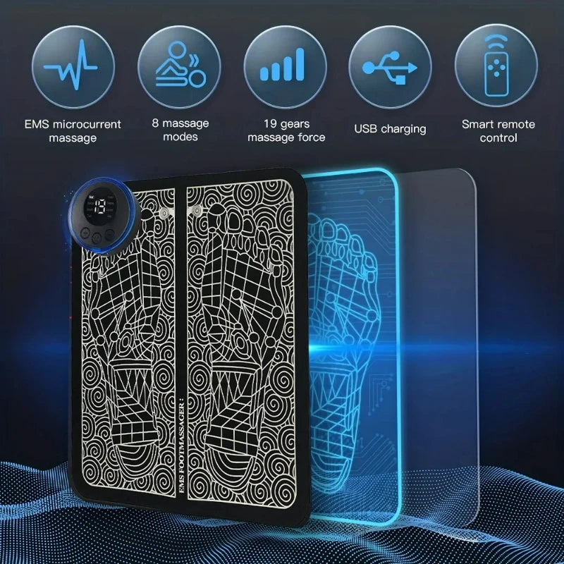 USB Charging Foot Massage Relaxes Foot Acupoint Massage Improves Blood Circulation 8 Modes 19 Level Relaxation